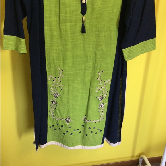XXL Green and navy dress/tunic top from India - Picture 3 of 11